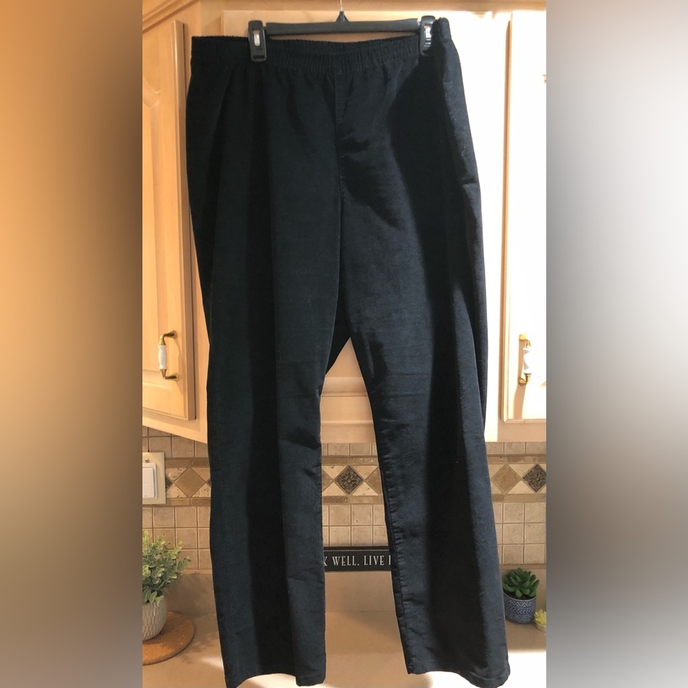 Karen Scott Black Corduroy Elastic Waist Pants XXL